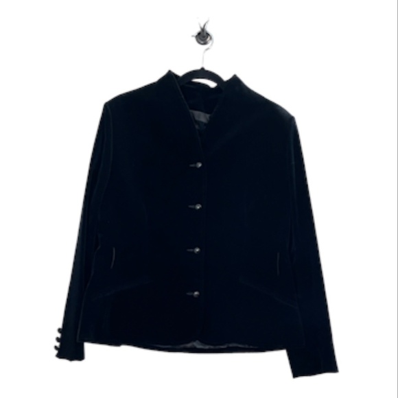 Devon Velvet Vintage Jacket 14 Black Old Money Neutral Minimalist Preppy Classic - Picture 1 of 16